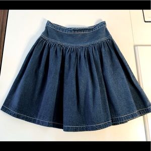 VTG 80s denim Drop waist gathered mini skirt pre-shrunk 100% cotton waist 26".
